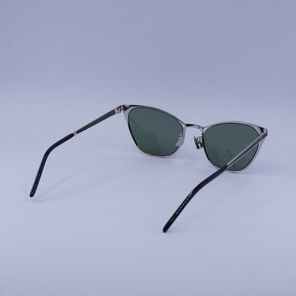 Saint Laurent SL409 003 Sunglasses Silver/Black Cat Eye Frame, Green Lenses - Picture 6 of 9